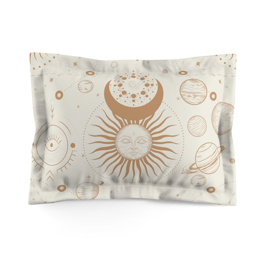 Celestial Sun and Moon cream Microfiber Pillow Sham - Uranus House