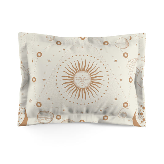 Celestial Sun and Moon cream Microfiber Pillow Sham - Uranus House