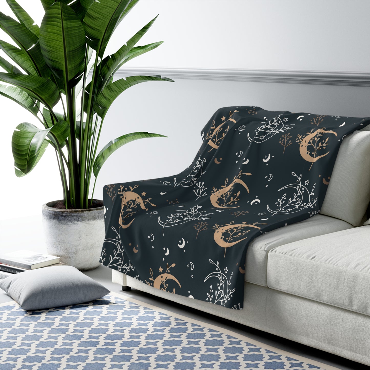 Bohemian celestial witchy Sherpa Fleece Blanket - Uranus House