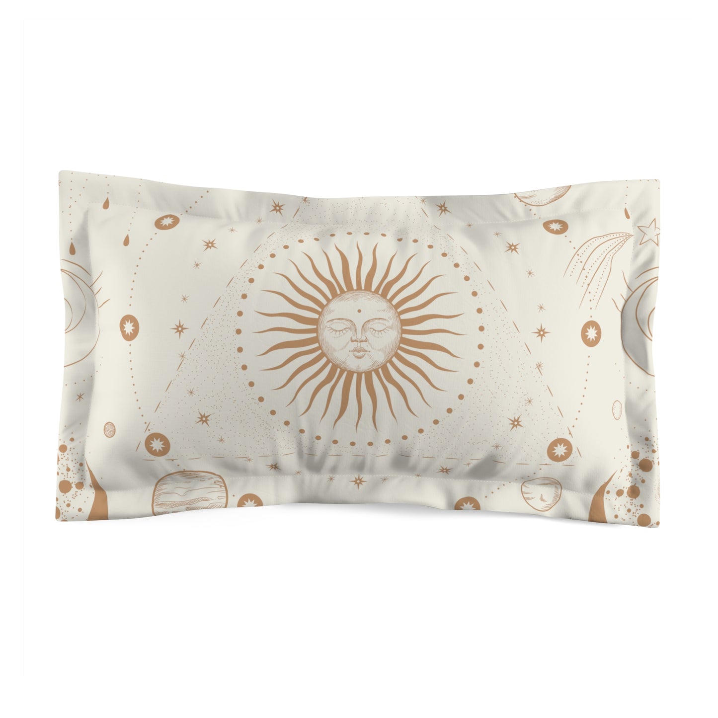 Celestial Sun and Moon cream Microfiber Pillow Sham - Uranus House