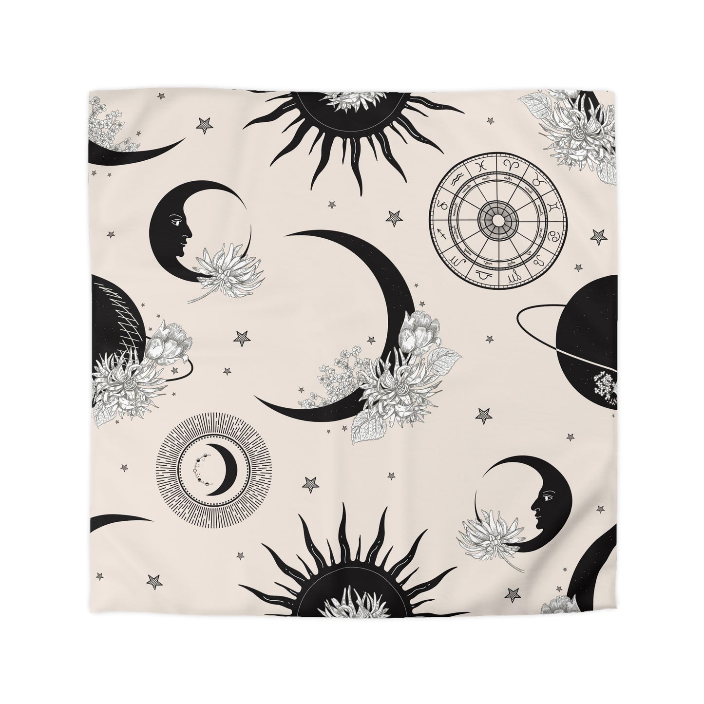 Bohemian celestial Zodiac Microfiber Duvet Cover