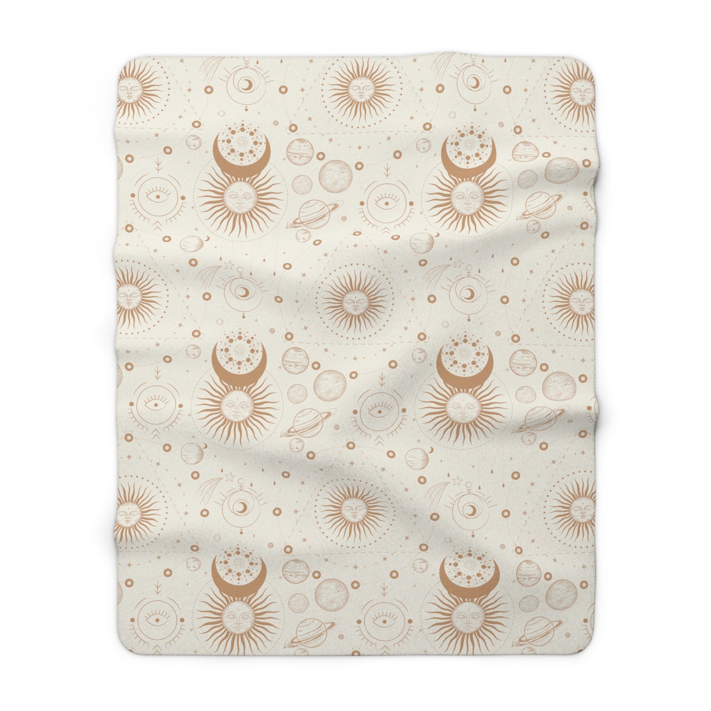 Celestial Sun and Moon cream Sherpa Fleece Blanket - Uranus House