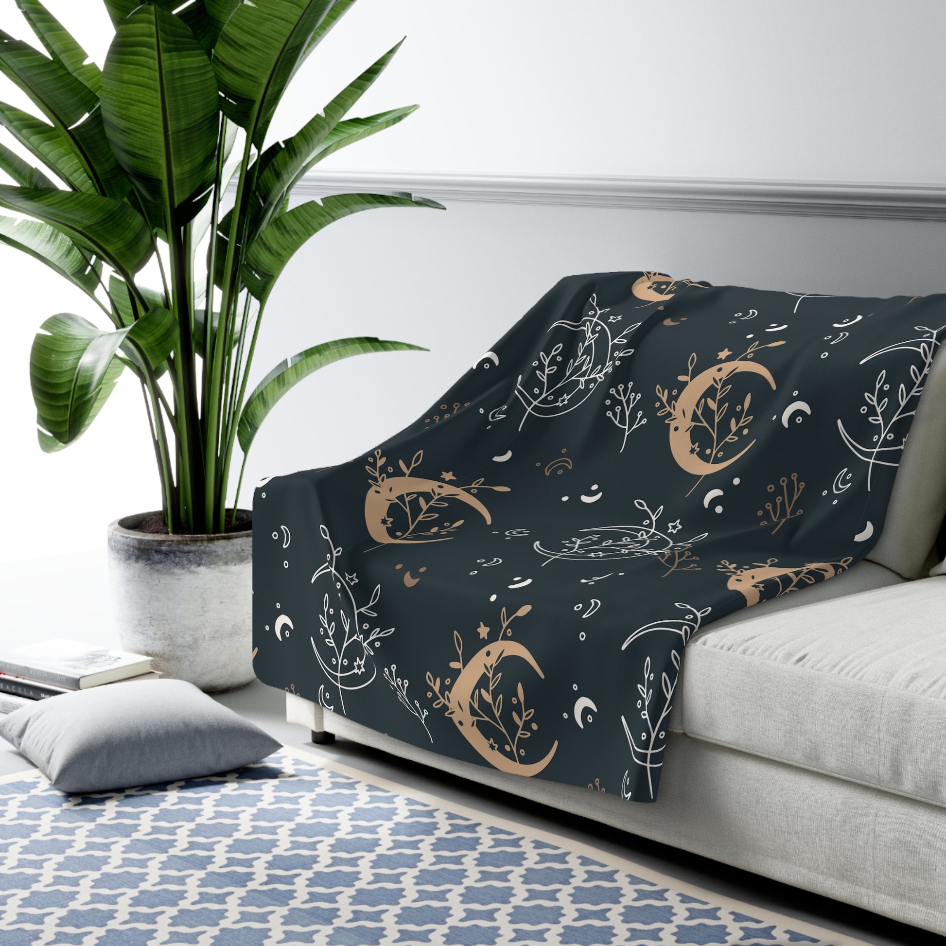 Bohemian celestial witchy Sherpa Fleece Blanket - Uranus House