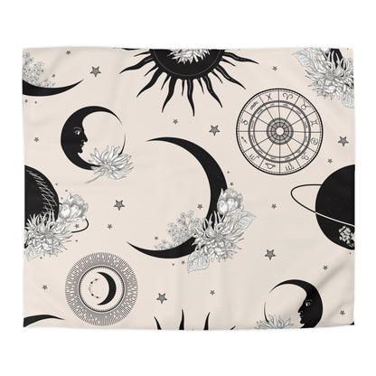 Bohemian celestial Zodiac Microfiber Duvet Cover