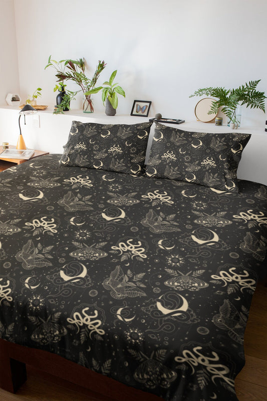 Celestial Snakes and night Moth Microfiber Duvet Cover