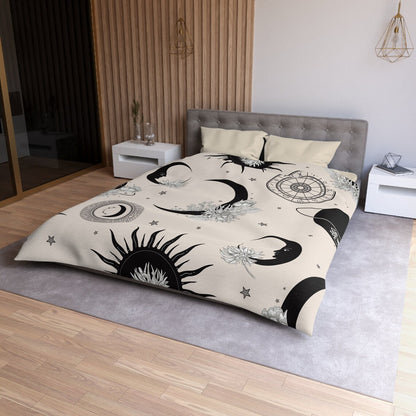 Bohemian celestial Zodiac Microfiber Duvet Cover