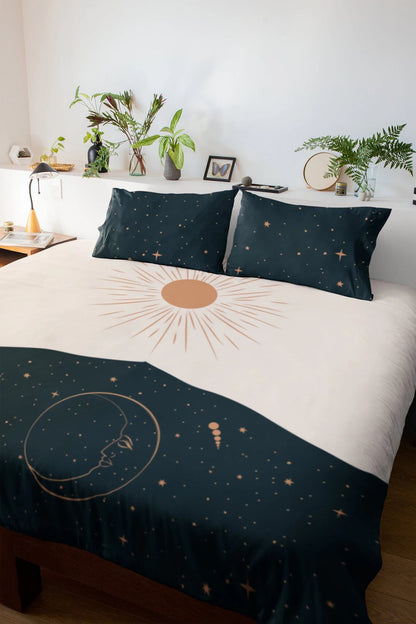 Celestial Sun and Moon Microfiber Duvet Cover