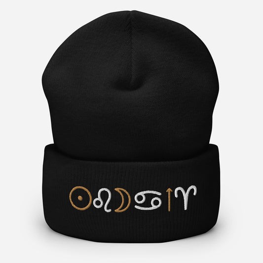 Custom Big three Zodiac Embroidered Beanie - Uranus House