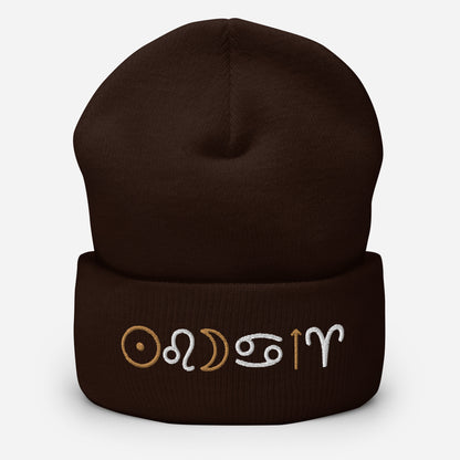 Custom Big three Zodiac Embroidered Beanie - Uranus House