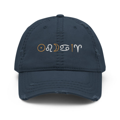 Big 3 Zodiac embroidered Distressed Dad Hat - Uranus House