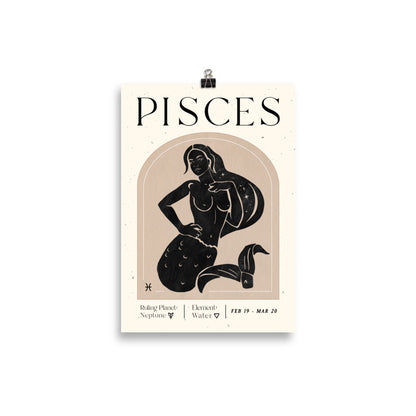 Bohemian Pisces Woman Star sign Unframed Poster - Uranus House