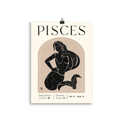 Bohemian Pisces Woman Star sign Unframed Poster - Uranus House