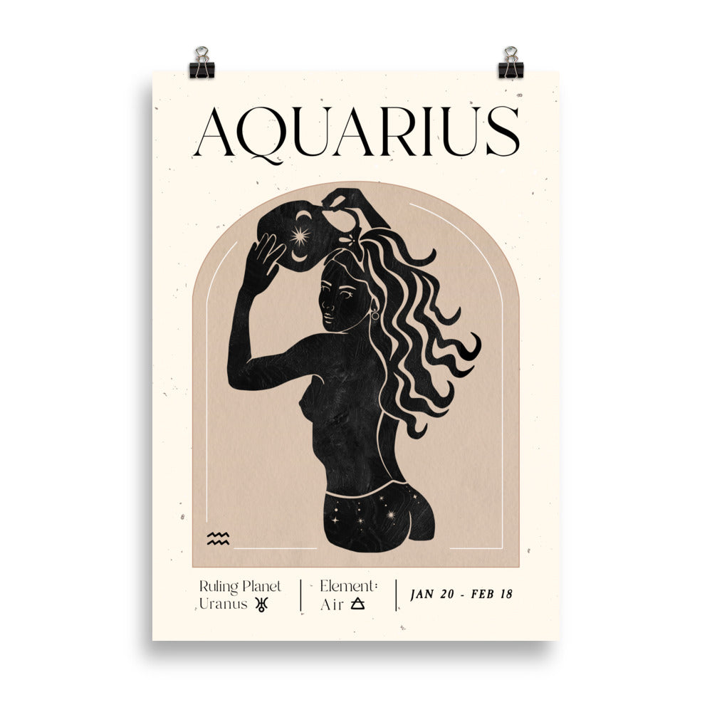 Bohemian Aquarius Woman Star sign Unframed Poster - Uranus House