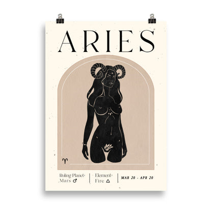 Bohemian Aries Woman Star sign Unframed Poster - Uranus House