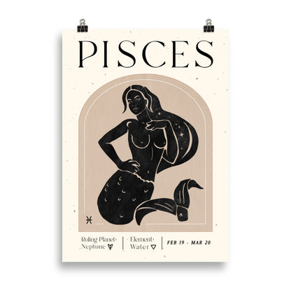 Bohemian Pisces Woman Star sign Unframed Poster - Uranus House