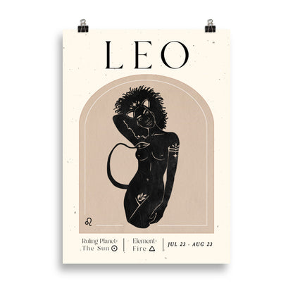 Bohemian Leo Woman Star sign Unframed Poster - Uranus House