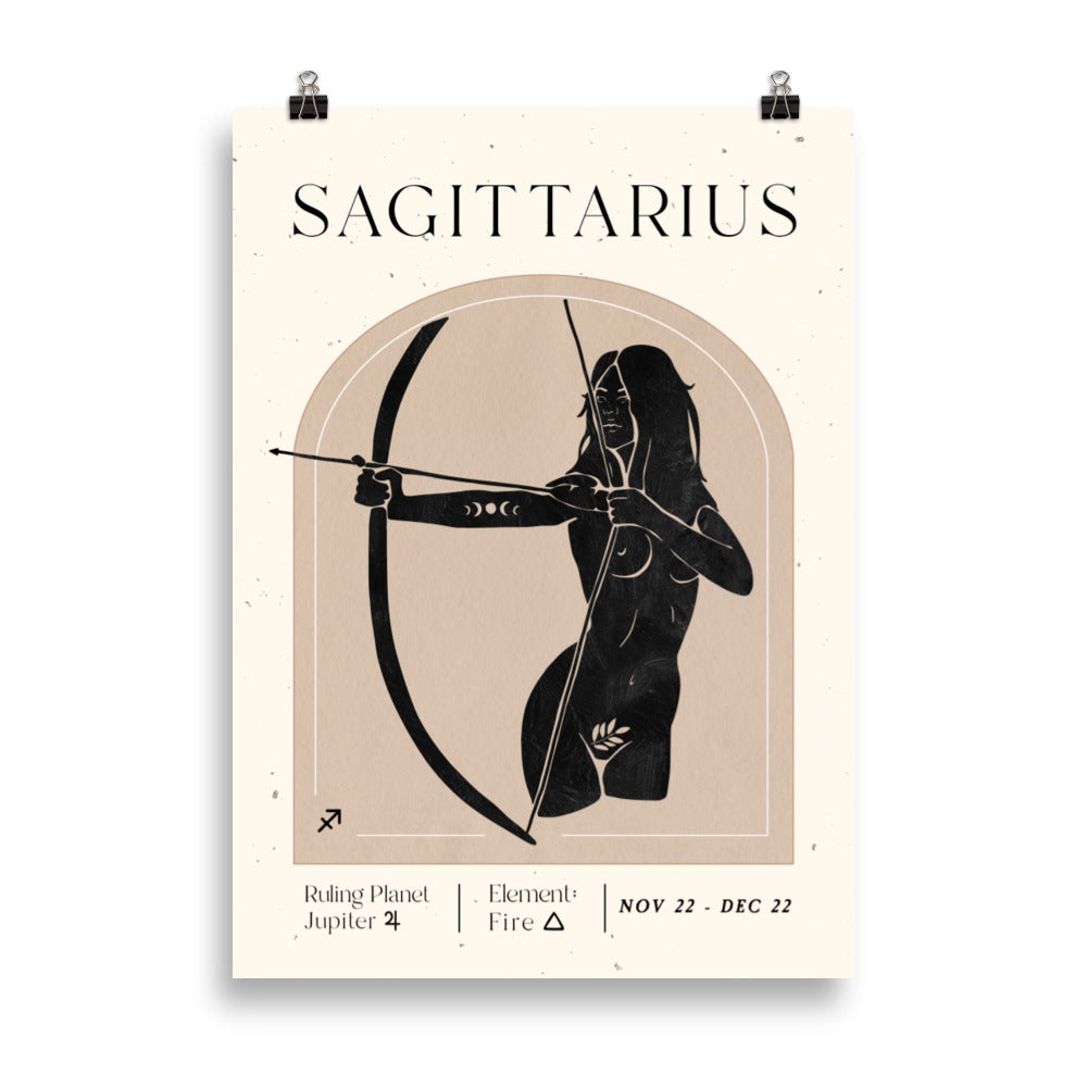 Bohemian Sagittarius Woman Star sign Unframed Poster - Uranus House